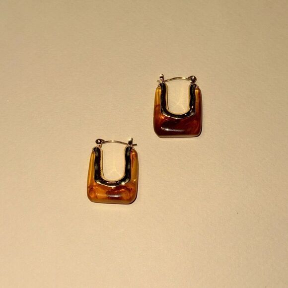 Brown crystal hoop earrings N948 - Picture 2 of 4